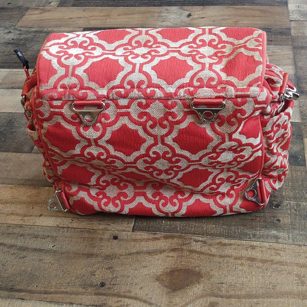 Petunia Pickle Bottom Diaper Bag Backpack Orange And Beige Tapestry
